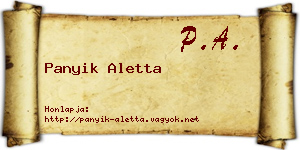 Panyik Aletta névjegykártya